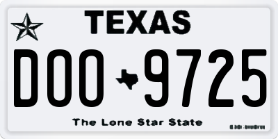 TX license plate DOO9725