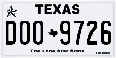 TX license plate DOO9726