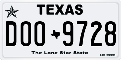 TX license plate DOO9728