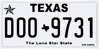 TX license plate DOO9731