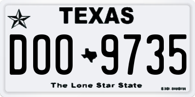 TX license plate DOO9735