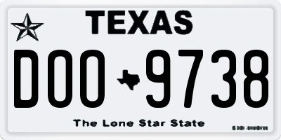 TX license plate DOO9738