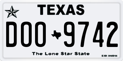 TX license plate DOO9742