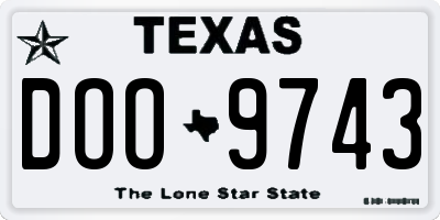 TX license plate DOO9743