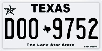 TX license plate DOO9752