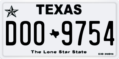 TX license plate DOO9754