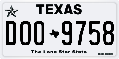 TX license plate DOO9758