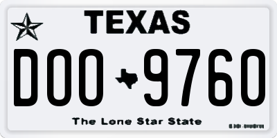 TX license plate DOO9760