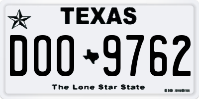 TX license plate DOO9762