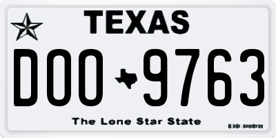TX license plate DOO9763