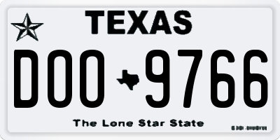 TX license plate DOO9766