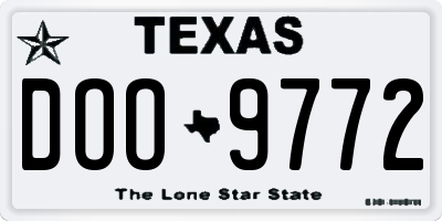 TX license plate DOO9772