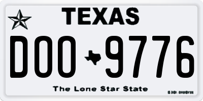 TX license plate DOO9776