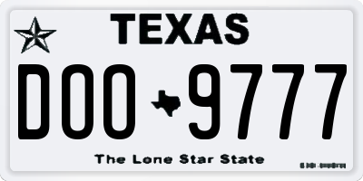 TX license plate DOO9777