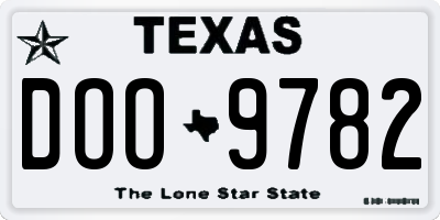 TX license plate DOO9782
