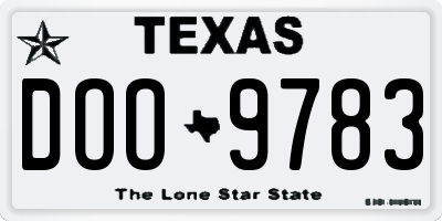 TX license plate DOO9783