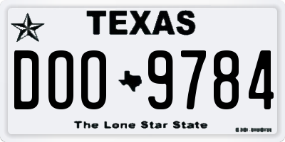 TX license plate DOO9784