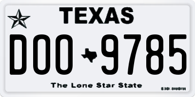 TX license plate DOO9785