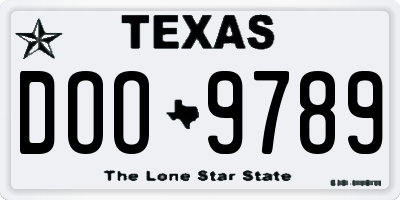 TX license plate DOO9789