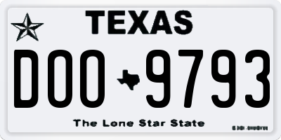 TX license plate DOO9793