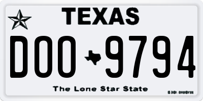 TX license plate DOO9794