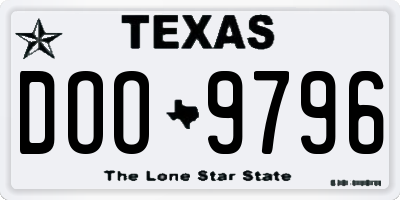 TX license plate DOO9796