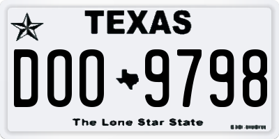 TX license plate DOO9798