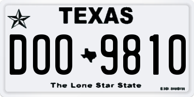 TX license plate DOO9810