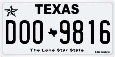 TX license plate DOO9816