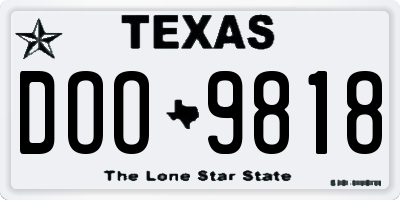 TX license plate DOO9818