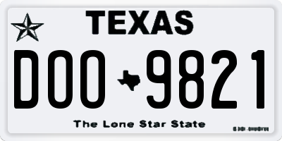 TX license plate DOO9821