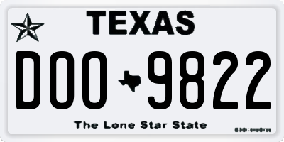 TX license plate DOO9822