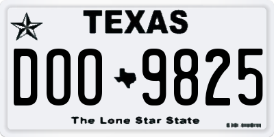 TX license plate DOO9825