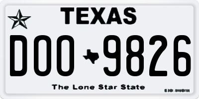 TX license plate DOO9826