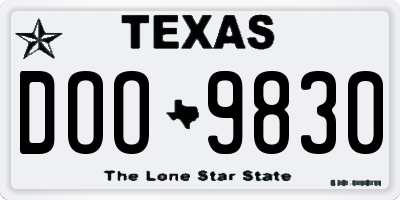 TX license plate DOO9830