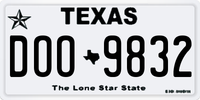 TX license plate DOO9832
