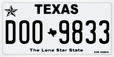 TX license plate DOO9833