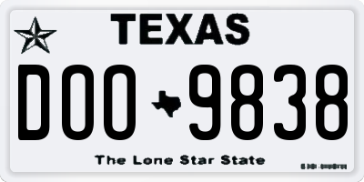 TX license plate DOO9838