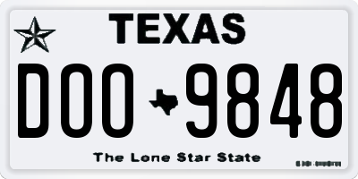 TX license plate DOO9848