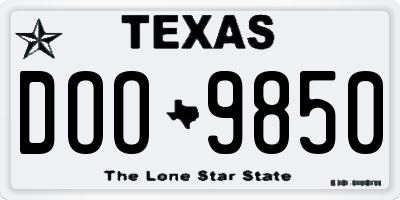 TX license plate DOO9850