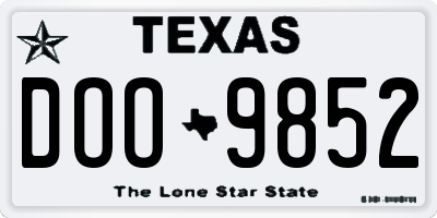 TX license plate DOO9852