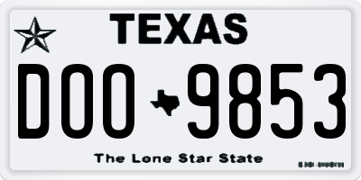 TX license plate DOO9853