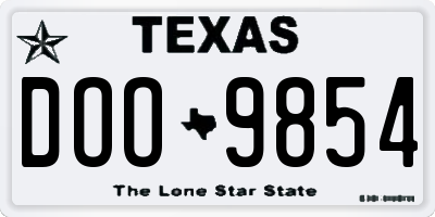 TX license plate DOO9854