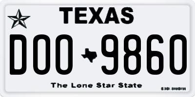 TX license plate DOO9860