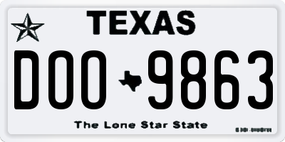 TX license plate DOO9863
