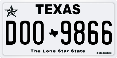 TX license plate DOO9866