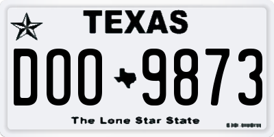 TX license plate DOO9873