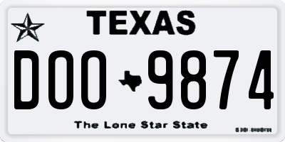 TX license plate DOO9874