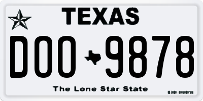 TX license plate DOO9878