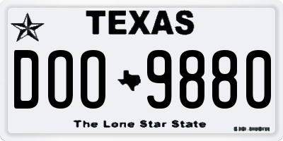 TX license plate DOO9880